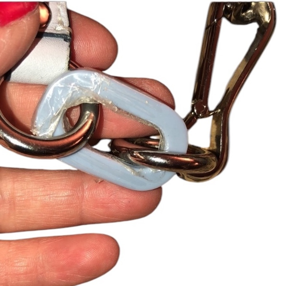 COACH OP ART shades of blue & white canvas with leather trim silver hardware - Picture 7 of 16